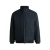 Hugo Boss Water-repellent Padded Bomber Jacket With Logo-print Underplacket In Blue