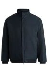 Hugo Boss Water-repellent Padded Bomber Jacket With Logo-print Underplacket In Dark Blue