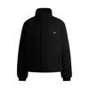 Hugo Boss Water-repellent Padded Jacket With Blue Logo Label In Black