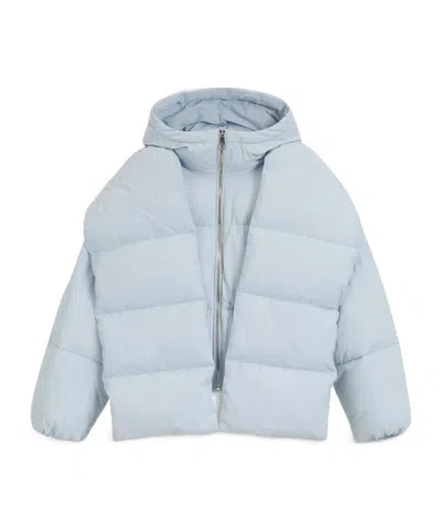 Hugo Boss Water-repellent Padded Jacket With Detachable Sleeves And Scarf In Blue