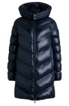Hugo Boss Water-repellent Padded Parka Jacket With Polished Trims In Dark Blue