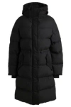 Hugo Boss Water-repellent Parka Jacket In Quilted Corduroy-effect Fabric In Black
