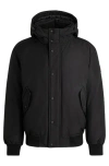 Hugo Boss Water-repellent Parka Jacket With Polar-fleece Collar Lining In Black
