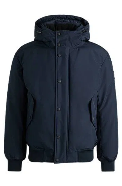 Hugo Boss Dark Blue Adjustable Hooded Coat Osis