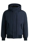Hugo Boss Dark Blue Adjustable Hooded Coat Osis In Dark Blue