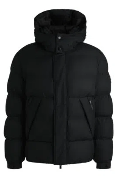 Hugo Boss Water-repellent Puffer Jacket With Detachable Hood In Black