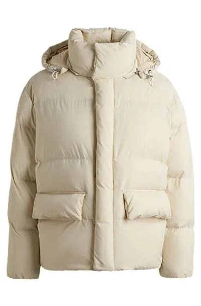 Hugo Boss Water-repellent Puffer Jacket With Double B Monogram In White