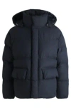 Hugo Boss Water-repellent Puffer Jacket With Double B Monogram In Dark Blue