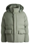 Hugo Boss Water-repellent Puffer Jacket With Double B Monogram In Green