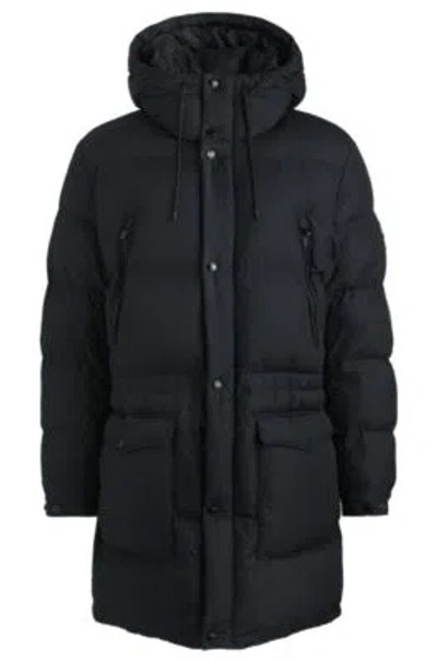 Hugo Boss Water-repellent Puffer Jacket With Logo Detail In Black