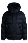 Hugo Boss Water-repellent Puffer Jacket With Micro Monograms In Navy
