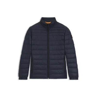 Hugo Boss Water-repellent Quilted Field Jacket With Packable Hood In Blue