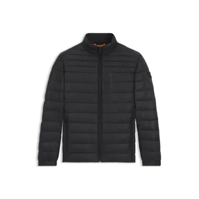 Hugo Boss Water-repellent Quilted Field Jacket With Packable Hood In Black