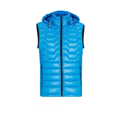 Hugo Boss Water-repellent Regular-fit Gilet With Signature Quilting In Blue