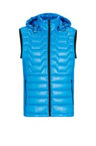 Hugo Boss Water-repellent Regular-fit Gilet With Signature Quilting In Light Blue