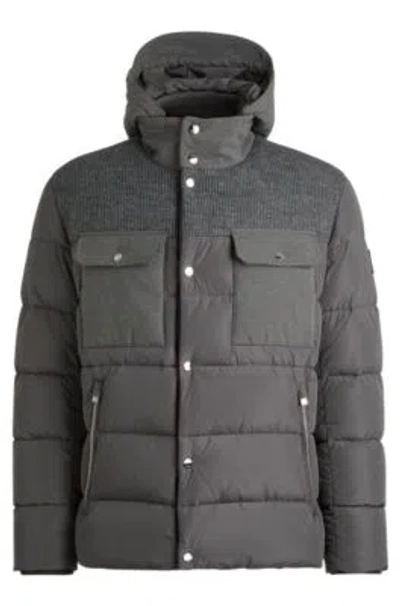Hugo Boss Water-repellent Regular-fit Jacket In Mixed Materials In Grey