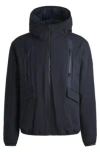 Hugo Boss Water-repellent Regular-fit Jacket In Performance Twill In Dark Blue