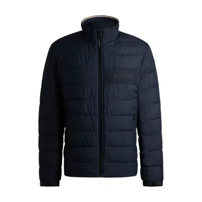 Hugo Boss Water-repellent Regular-fit Jacket With Logo Detail In Blue