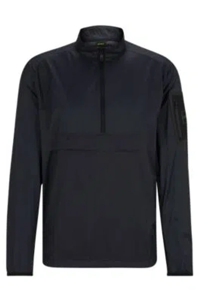 Hugo Boss Water-repellent Regular-fit Windbreaker In Ripstop Fabric In Dark Blue