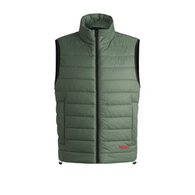 Hugo Boss Water-repellent Slim-fit Gilet With Logo Detail In Green