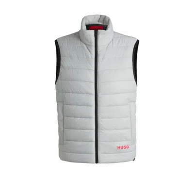 Hugo Boss Water-repellent Slim-fit Gilet With Logo Detail In Grey
