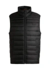 Hugo Boss Water-repellent Slim-fit Gilet With Logo Patch In Black