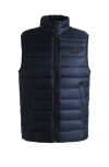 Hugo Boss Water-repellent Slim-fit Gilet With Logo Patch In Blue