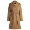 Hugo Boss Water-repellent Trench Coat In Stretch-cotton Gabardine In Beige