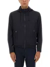 Hugo Boss Boss Camel "l-calfo1" Jacket With Hood And Zipper In Blue