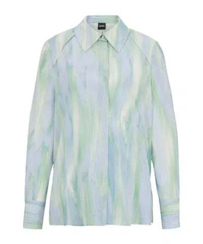 Hugo Boss Watercolorwash Printed Longsleeve Shirt In Multi