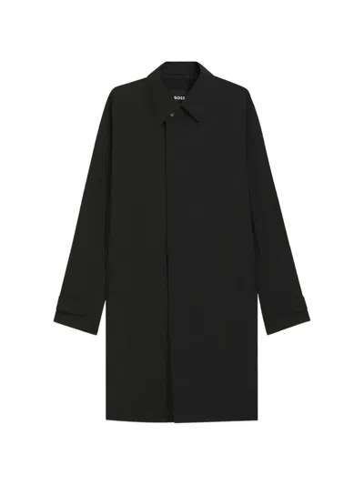 Hugo Boss Water-repellent Coat In Stretch Fabric In Black