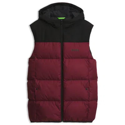 Hugo Boss Water-repellent Hooded Vest With Down Filling In Brown