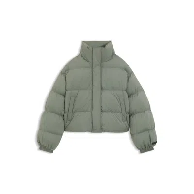 Hugo Boss Water-repellent Puffer Jacket With Stand Collar In Green