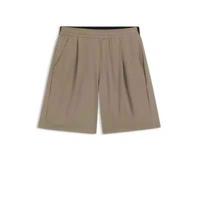 Hugo Boss Water-repellent Shorts In Micro-waffle Fabric In Neutral