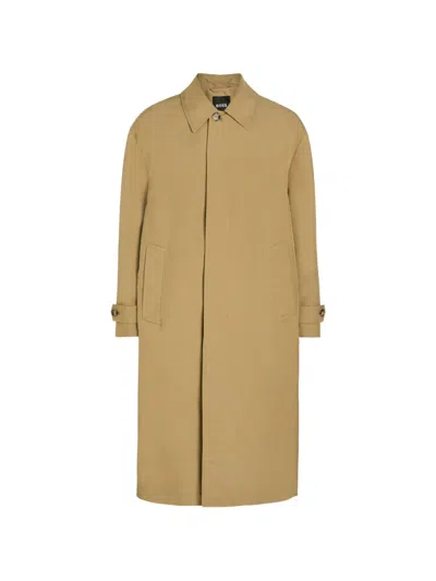 Hugo Boss Water-repwllent Buttoned Coat In Brown