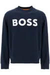 Hugo Boss Logo Printed Crewneck Sweatshirt In Blue