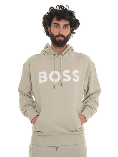 Hugo Boss Webasichood Sweatshirt With Hood In Beige
