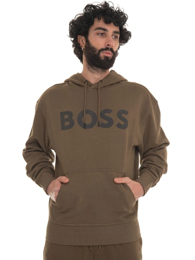 Hugo Boss Webasichood Sweatshirt With Hood In Green