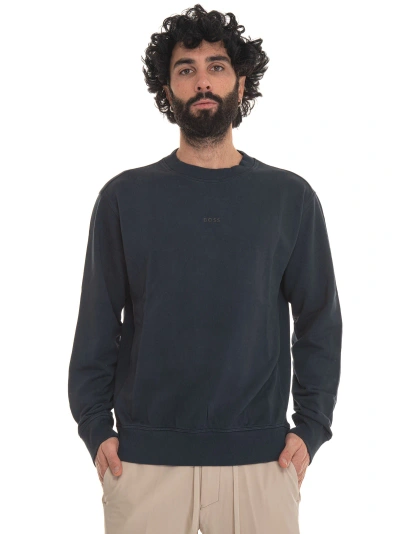 Hugo Boss Wefade Crewneck Sweatshirt In Blue