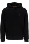Hugo Boss Cotton-terry Hoodie With Logo Patch In Black