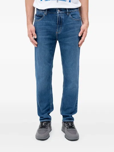Hugo Boss Whiskering-effect Jeans In Blue