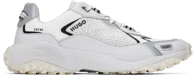 Hugo Boss White & Gray Open Mesh Low-top Sneakers In 120 - Open White