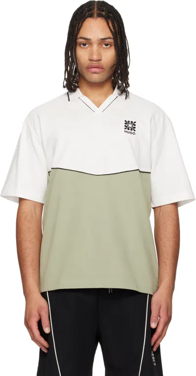 Hugo Boss White & Green Polo In Multi