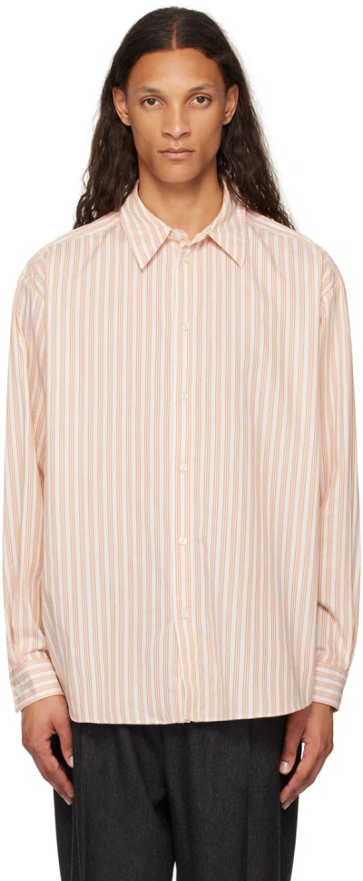 Hugo Boss White & Orange Striped Shirt In 121-open White