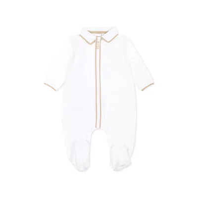 Hugo Boss White Babygrow For Baby Boy With Logo