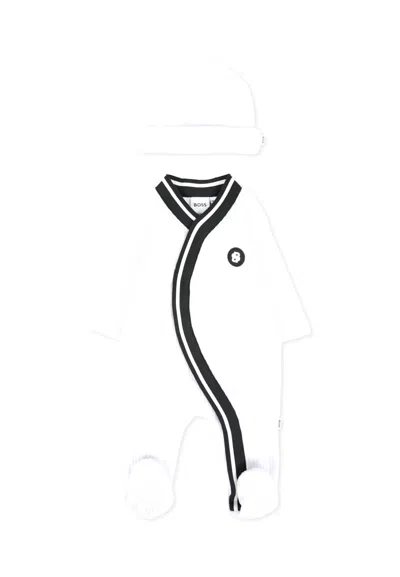 Hugo Boss White Babygrow For Baby Boy With Logo