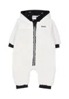 Hugo Boss White Babygrow For Baby Boy With Logo In White