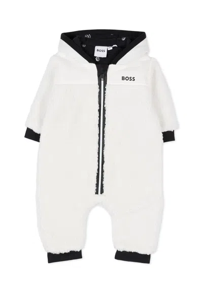 Hugo Boss White Babygrow For Baby Boy With Logo