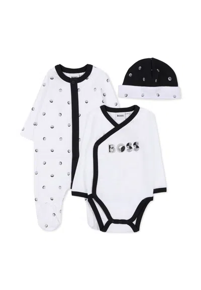 Hugo Boss White Babygrow Set For Baby Boy With Logo