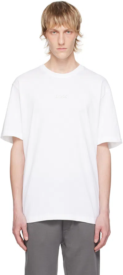 Hugo Boss White Bonded T-shirt In 100-white